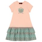 فستان بنات بطبعة حقيبة بالشعار باللون الوردى, 1, hi-res