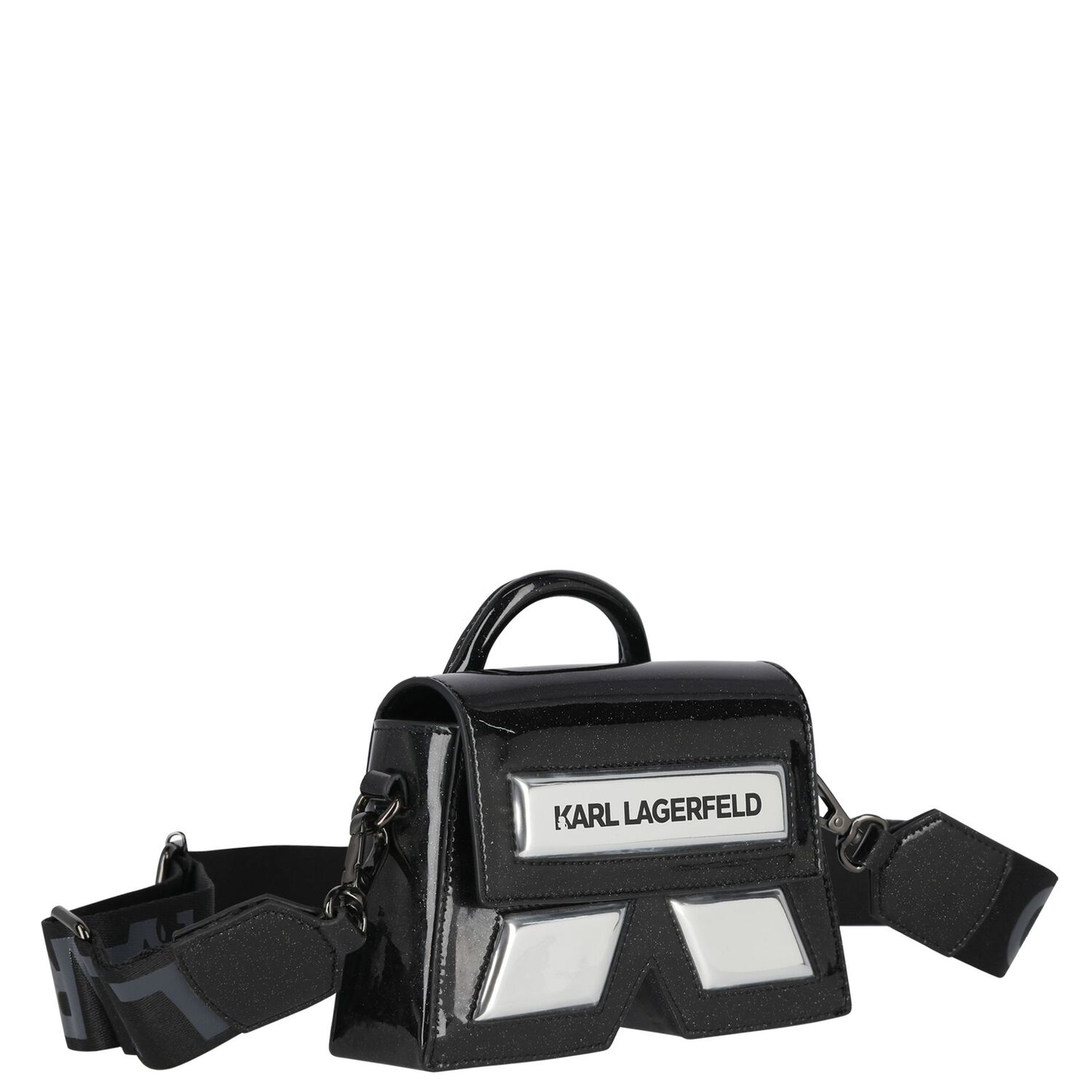 حقيبة يد للبنات بالشعار باللون الأسود, 1, hi-res