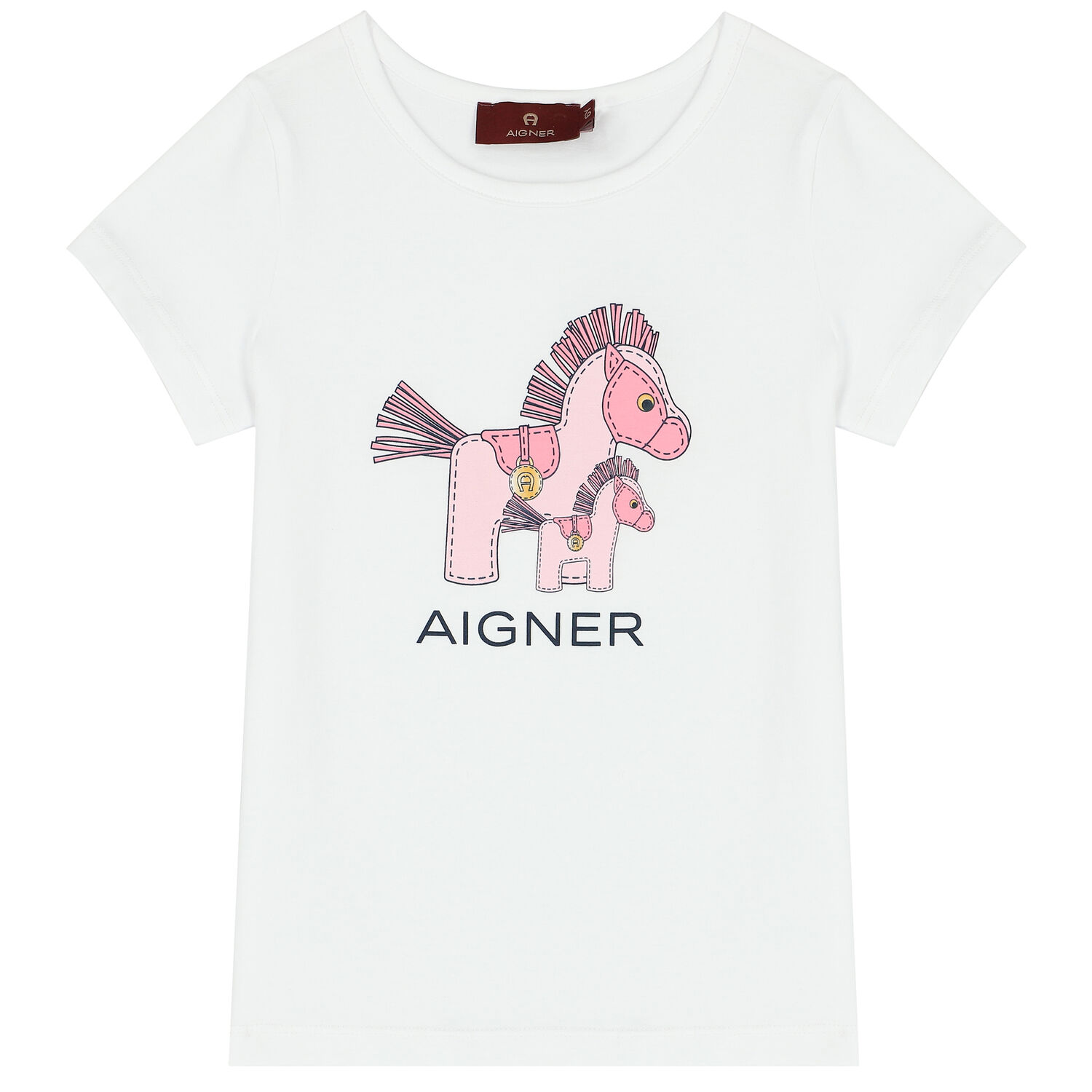Girls White & Pink Horse Pyjamas, 2, hi-res image number null