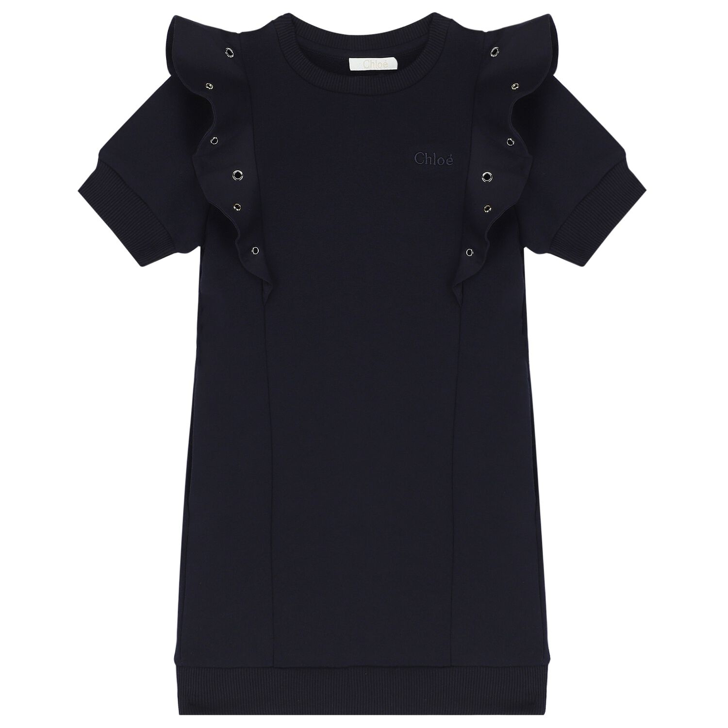 Girls Navy Blue Logo Dress, 2, hi-res