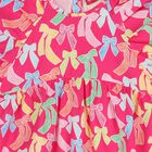 فستان مزين بنقشة فيونكة باللون الوردي للبنات , 1, hi-res