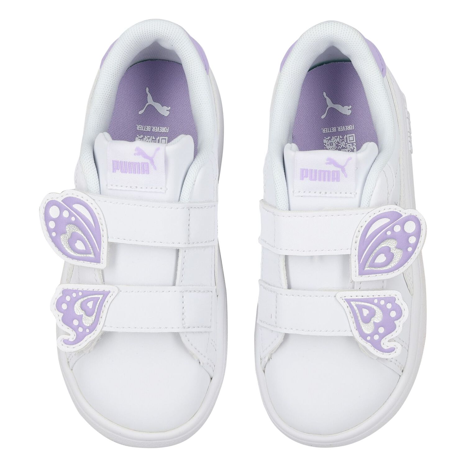 حذاء بنات رياضي بالشعار باللون الأبيض والبنفسجي , 1, hi-res image number null