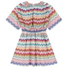 Girls Multi-Coloured Zig Zag Crochet Dress, 1, hi-res