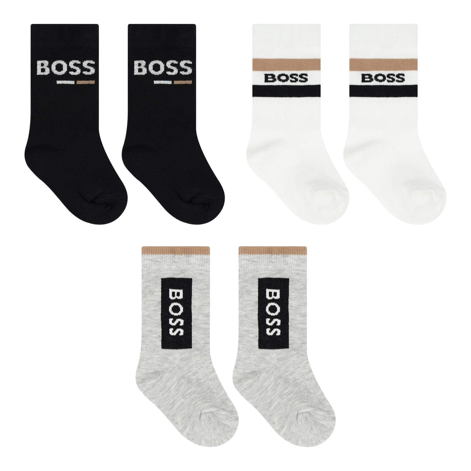 Baby Boys Multi-Colored Logo Socks ( 3-Pack ), 1, hi-res