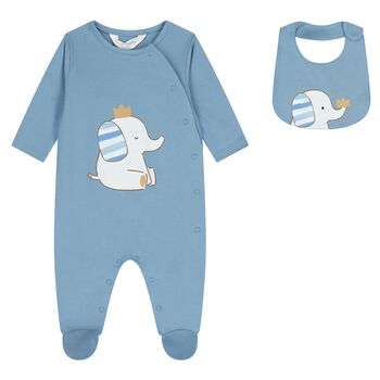 Baby Boys Blue Elephant Babygrow Gift Set
