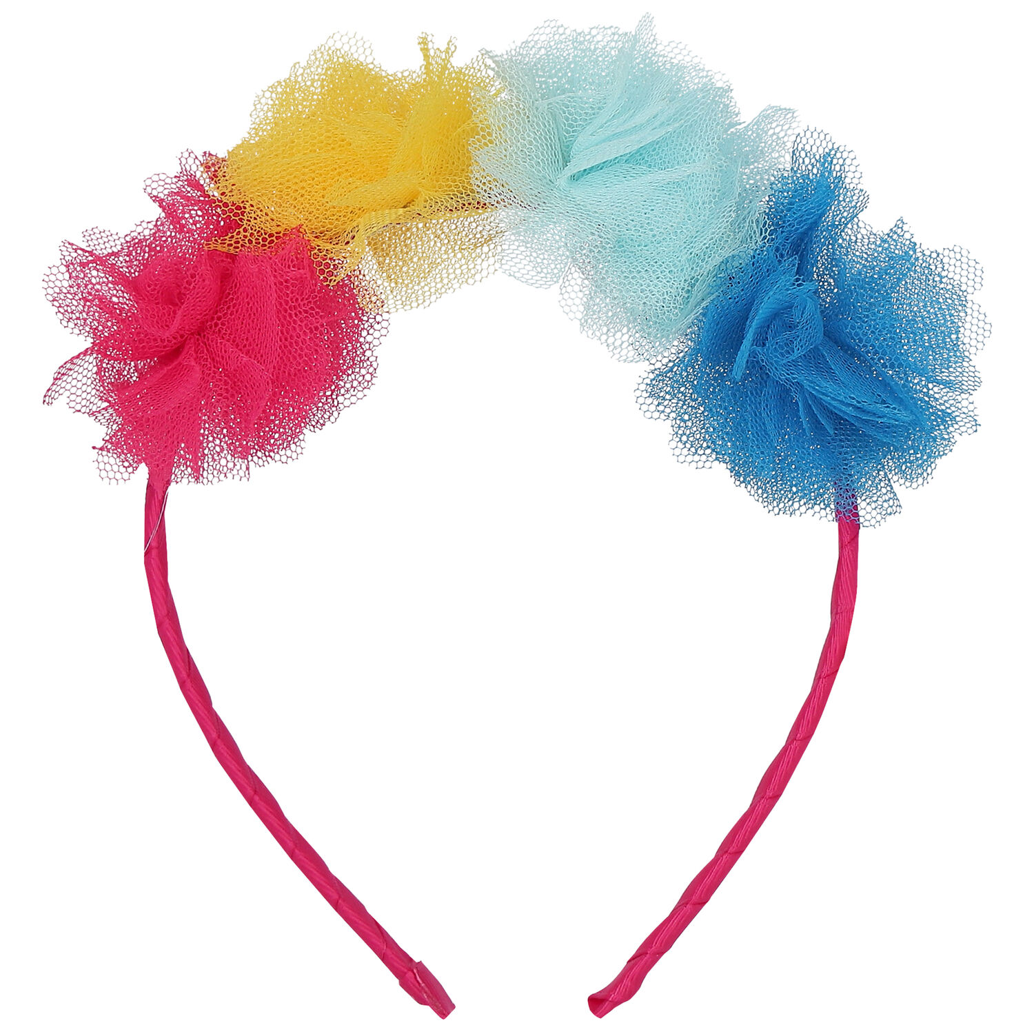 Girls Multi-Colored Tulle Flower Headband, 1, hi-res