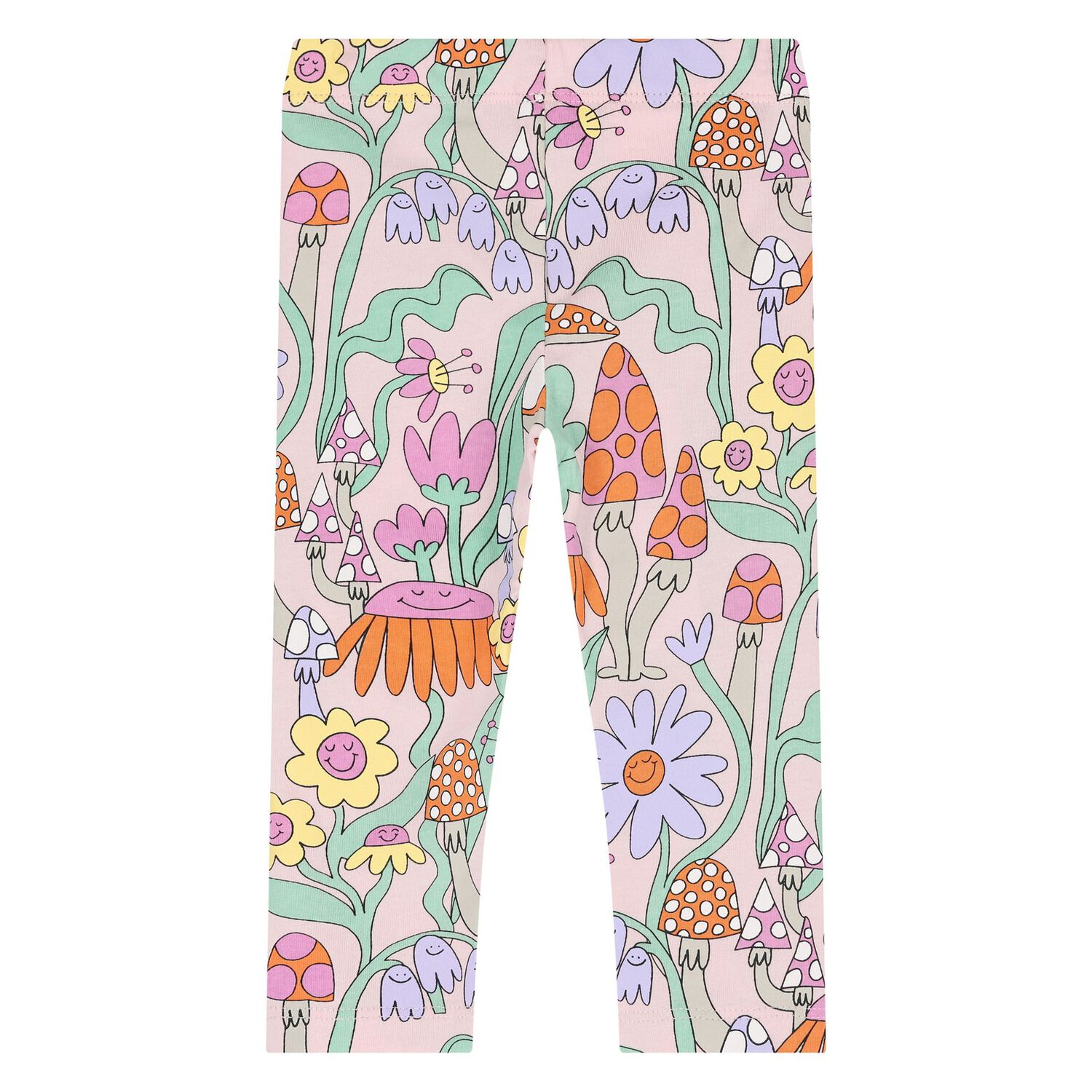 Younger Girls Pink Flower Leggings, 1, hi-res