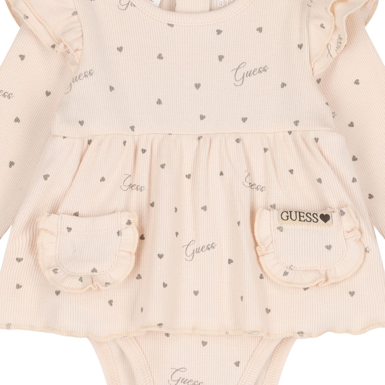 Baby Girls Beige Heart Bodysuit Gift Set, 2, hi-res