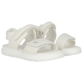 Girls White Logo Sandals