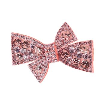 Girls Pink Diamante Embellished Bow Hair Clip