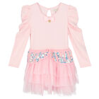 Girls Pink Embellished Tulle Dress, 1, hi-res