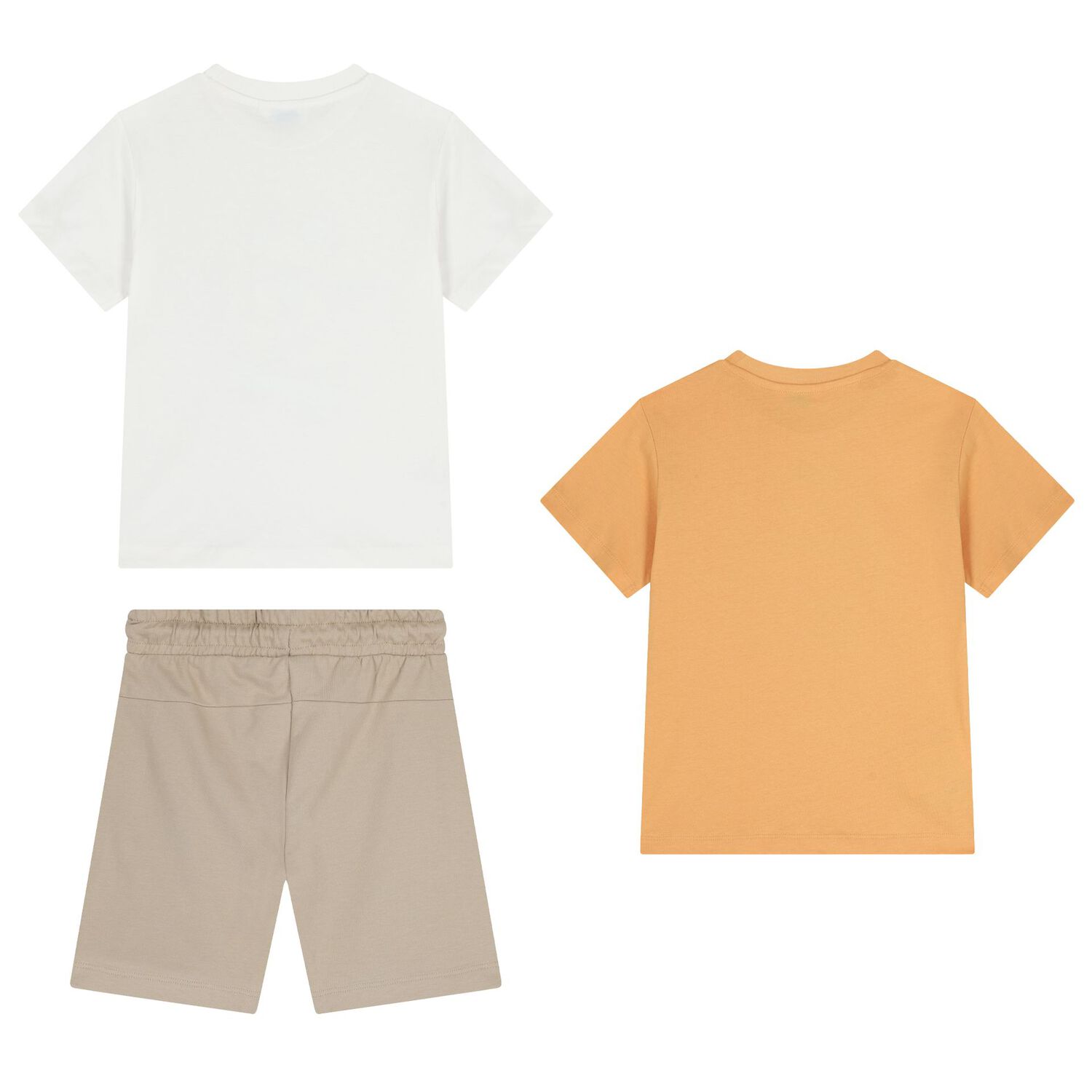 Boys White, Yellow & Beige Shorts Set, 4, hi-res
