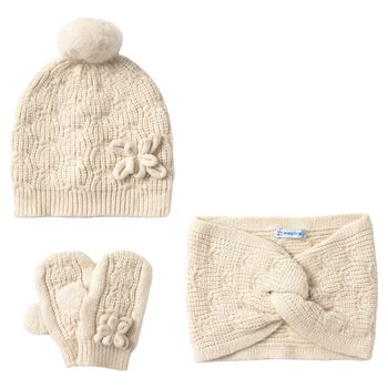 Younger Girls Ivory Knitted 3 Piece Set