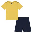 Boys Yellow & Navy Blue Smiley Shorts Set, 1, hi-res