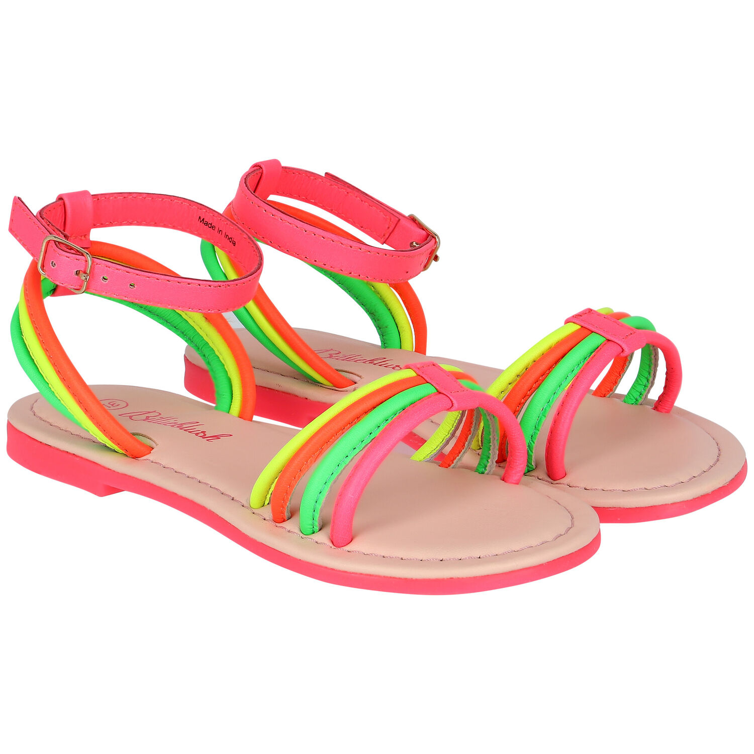 Girls Neon Pink, Yellow & Orange Sandals, 1, hi-res image number null