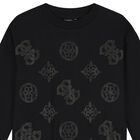 فستان بنات سويتشيرت بالشعار باللون الأسود, 1, hi-res