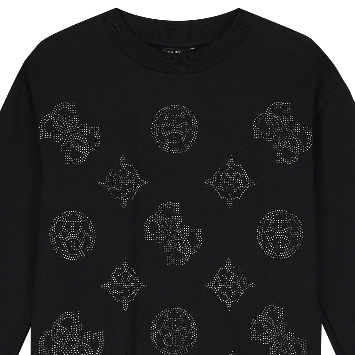 فستان بنات سويتشيرت بالشعار باللون الأسود, 1, hi-res image number null