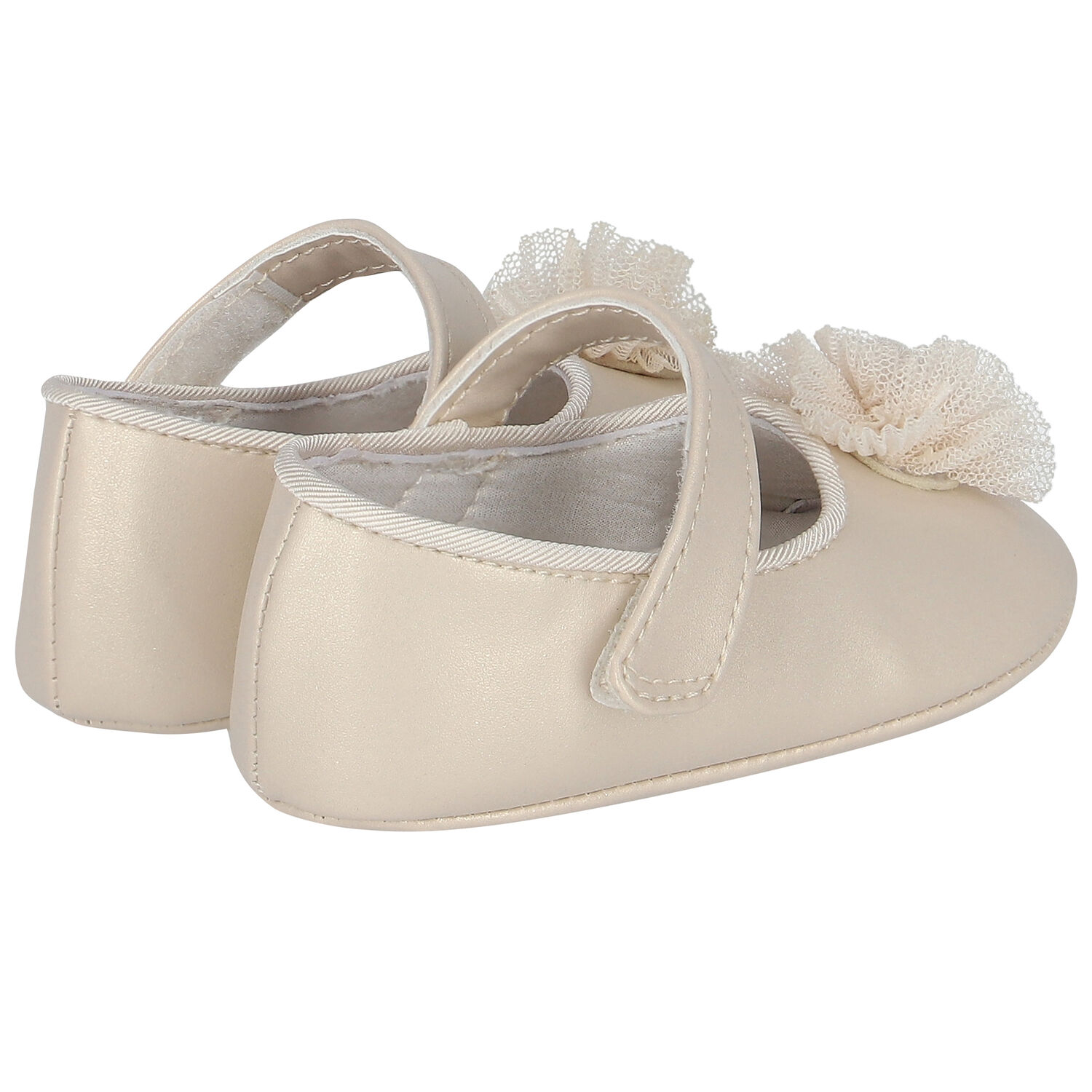 Baby Girls Gold Flower Pre Walker Shoes, 2, hi-res