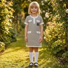 Girls Black & Gold Logo Dress, 2, hi-res