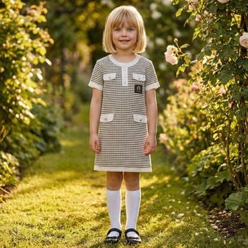 Girls Black & Gold Logo Dress