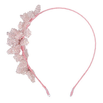 Girls Pink Embellished Crystal Flower Headband