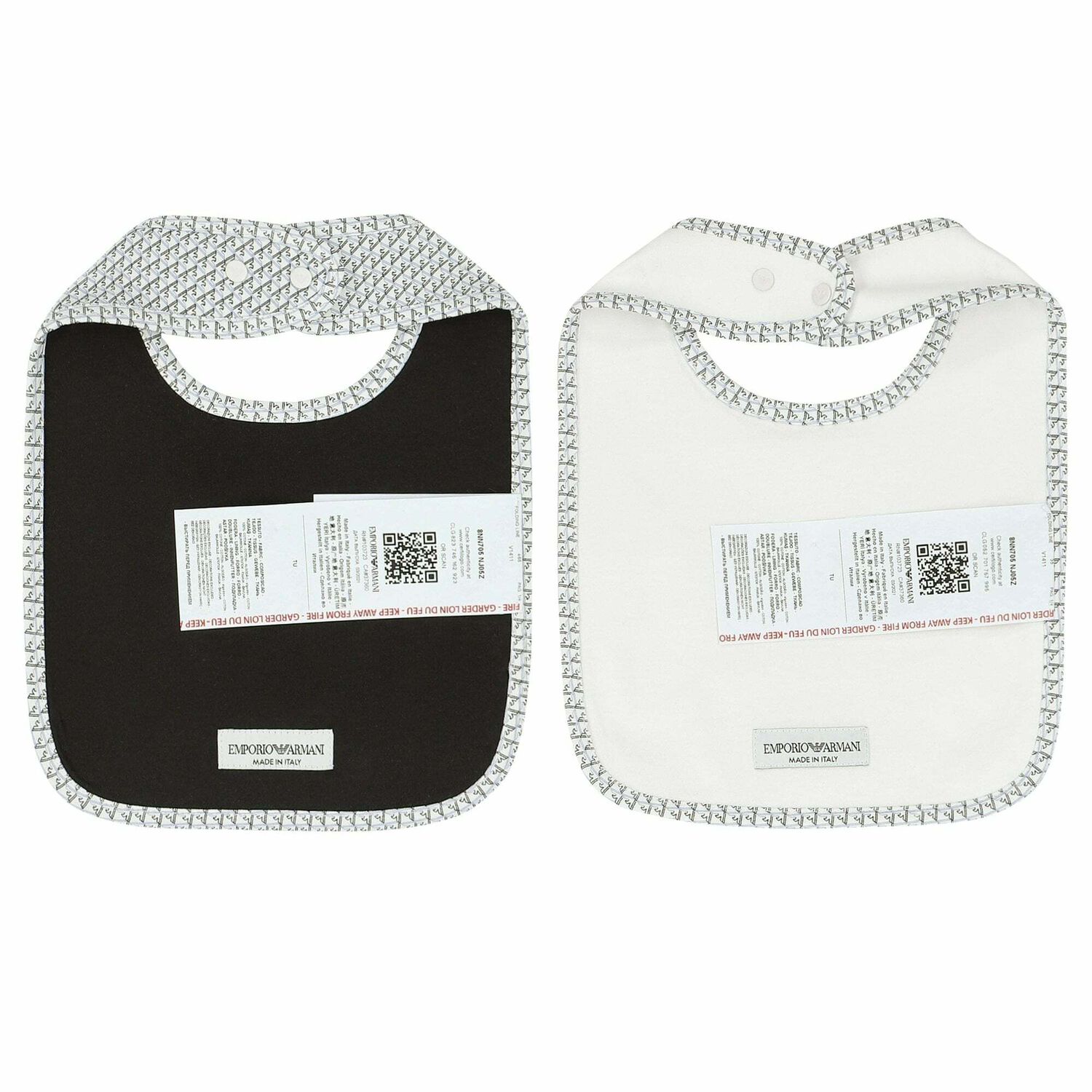 Baby Boys Ivory & Navy Blue Logo Bibs ( 2-Pack ), 1, hi-res