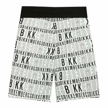 Boys White & Black Logo Shorts