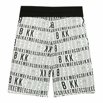 Boys White & Black Logo Shorts