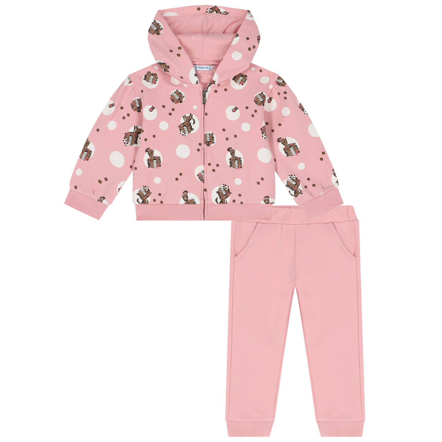Younger Girls Pink Teddy Bear Tracksuit, 2, hi-res image number null