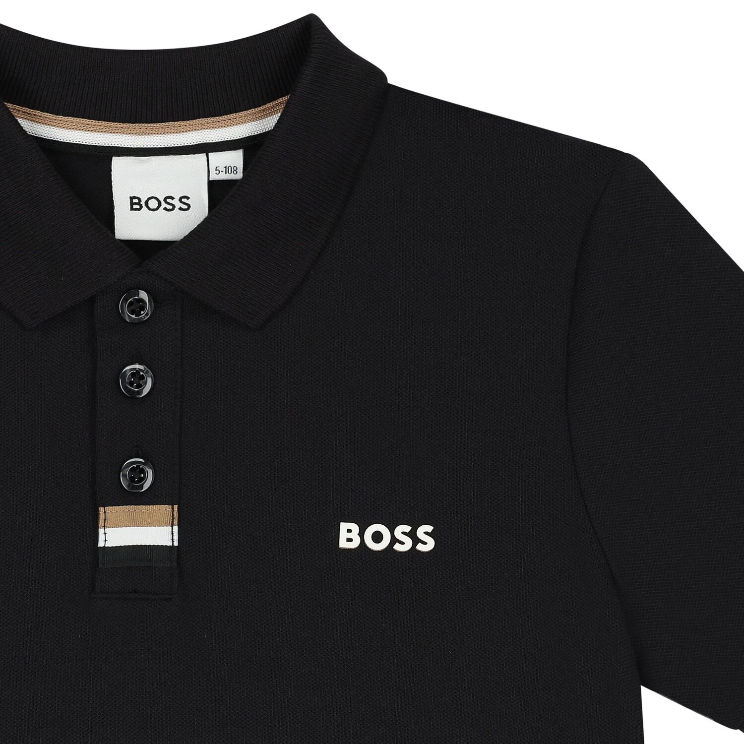 Boys Black Logo Polo Shirt, 1, hi-res