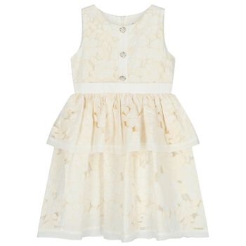 Girls Ivory Floral Cutwork Dress