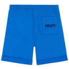 Boys Blue Logo Shorts, 1, hi-res