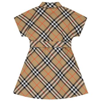Girls Beige Check Dress