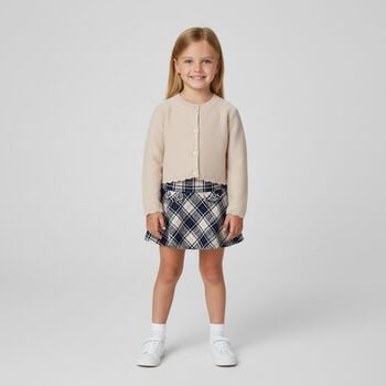 Girls Beige Knitted Cardigan
