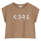 Girls Brown Logo T-Shirt, 2, hi-res
