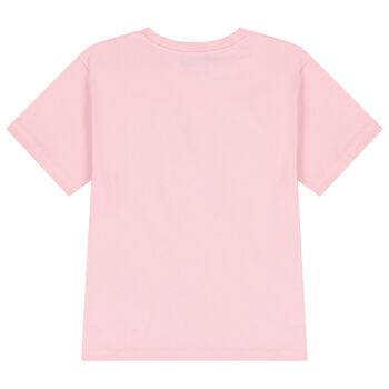 Girls Pink Teddy Bear Logo Long Sleeve Top