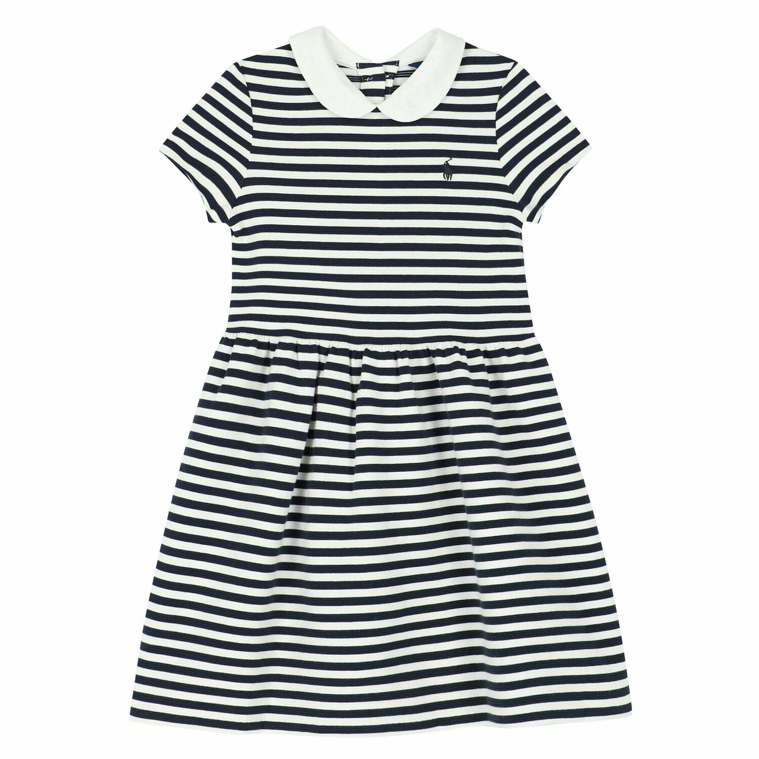 Girls White & Navy Logo Dress, 1, hi-res