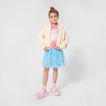 Girls Beige Fleece Zip Up Top