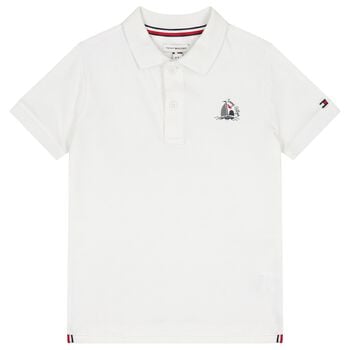 Boys White Logo Sailboat Polo Shirt