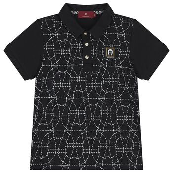 Boys Black Logo Polo Shirt
