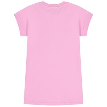 فستان للبنات بتصميم الدب تيدي باللون الوردي 