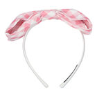 Girls Pink & White Gingham Bow Headband, 1, hi-res