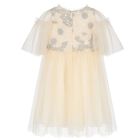 Girls Ivory & Silver Embroidered Tulle Dress , 1, hi-res