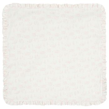 بطانية بيضاء ووردية من قماش توال دو جوي للفتيات الصغيرات