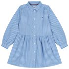 Girls Blue & White Striped Shirt Dress, 1, hi-res