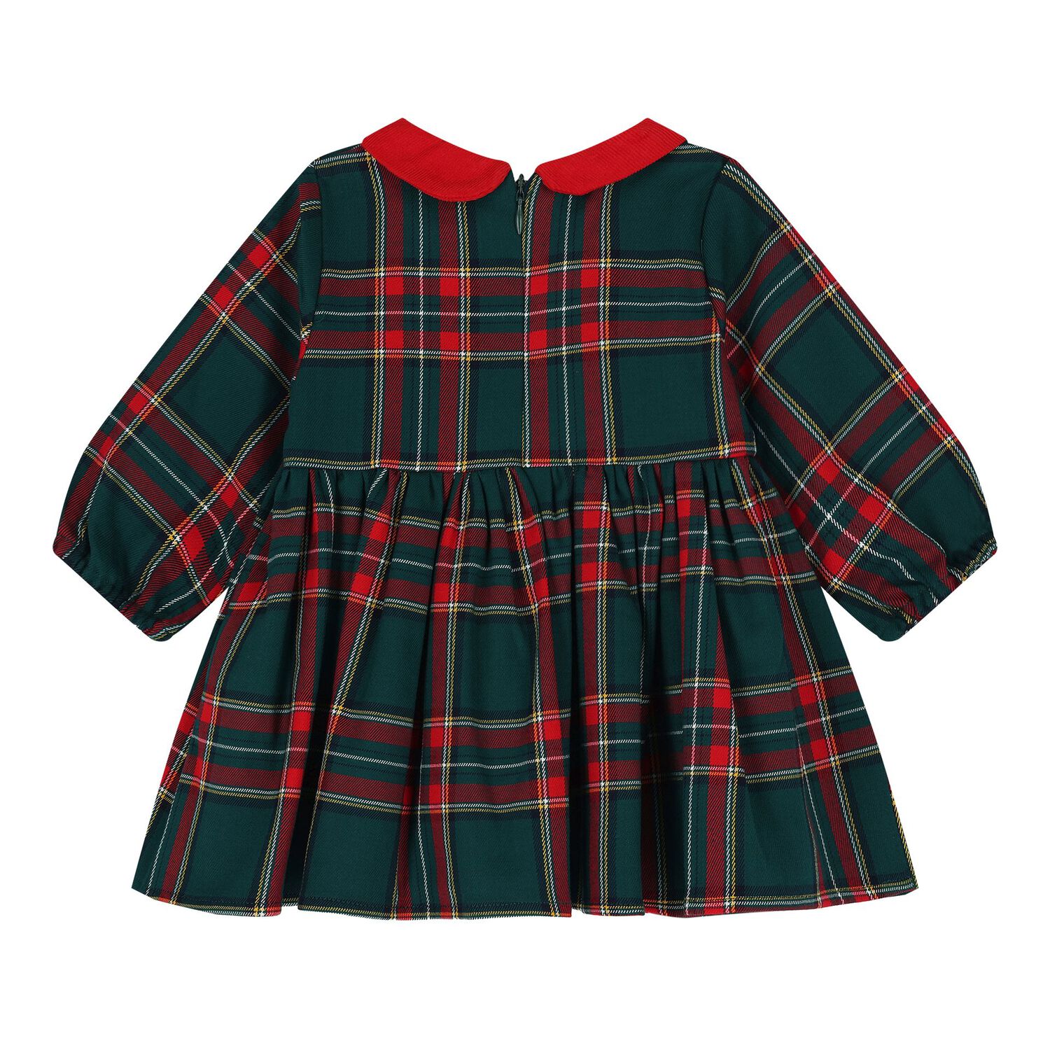 Baby Girls Green & Red Tartan Dress, 1, hi-res