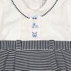 Baby Boys White & Navy Blue Striped Romper, 1, hi-res