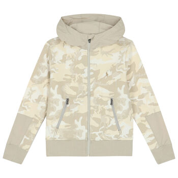 Ralph Lauren Boys Beige Camouflaged Logo Zip Up Top, 1 Boys Beige Camouflaged Logo Zip Up Top
