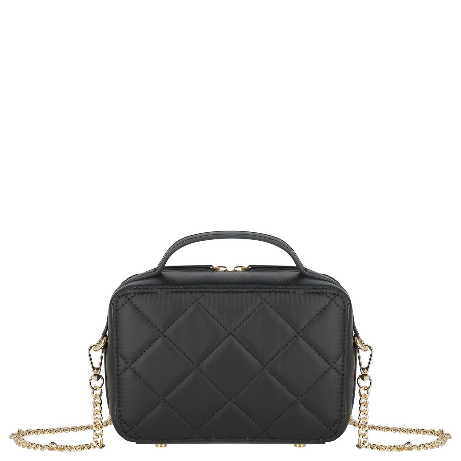 Girls Black Quilted Handbag, 1, hi-res