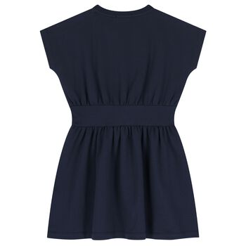 Girls Navy Blue Logo Dress